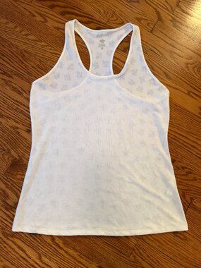 rabbit Bunny Hop Racerback Running Tank – White Mesh Print, Size Large